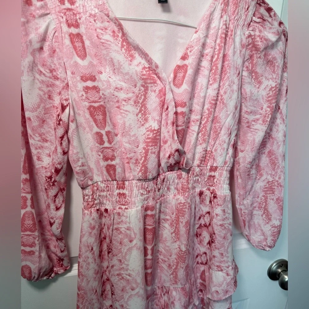 Aqua Girls’ Pink Snake Skin Peasant Dress Size Large - Picture 3 of 4